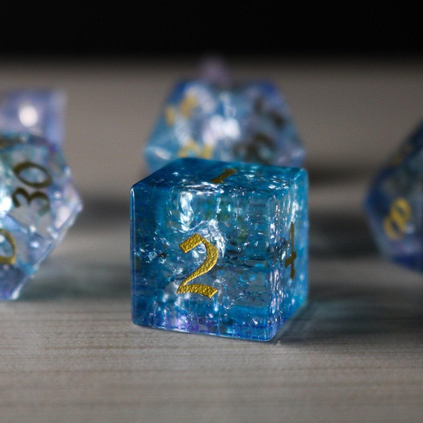 Blue Wing Forge Fire Glass DND Dice Set | Gemstone Dice | Wiccan Center