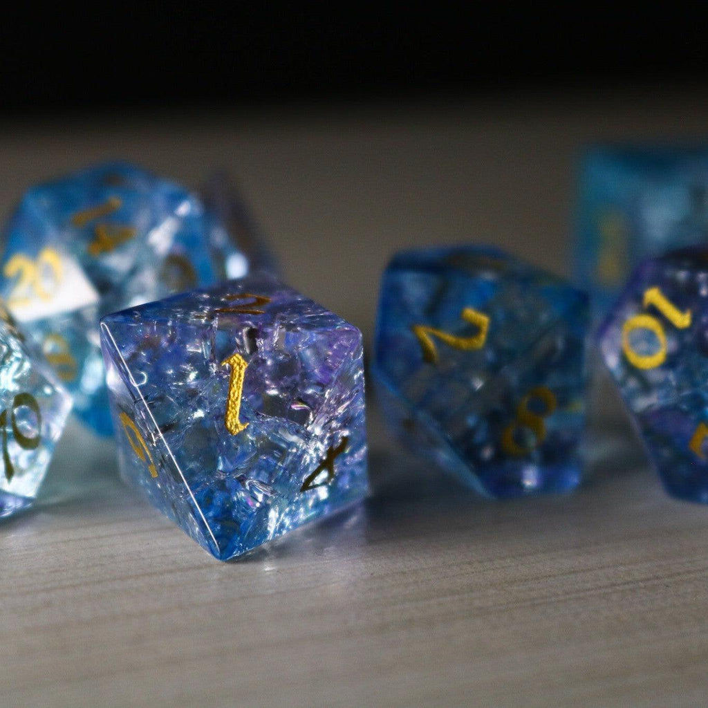 Blue Wing Forge Fire Glass DND Dice Set | Gemstone Dice | Wiccan Center