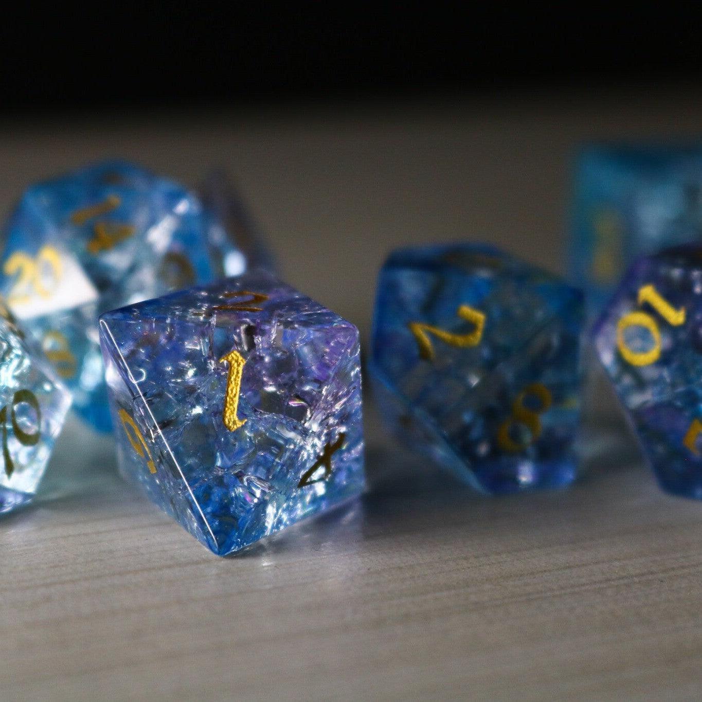 Blue Wing Forge Fire Glass DND Dice Set | Gemstone Dice | Wiccan Center