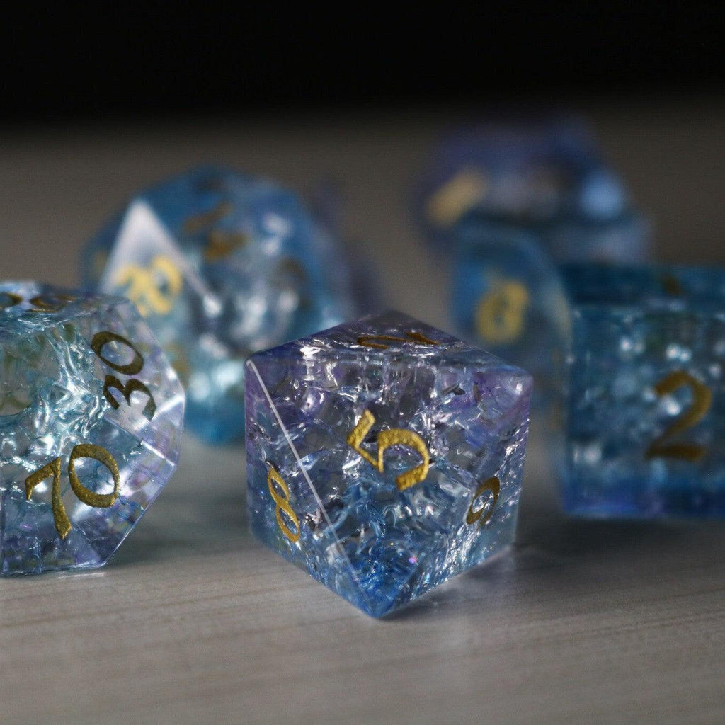 Blue Wing Forge Fire Glass DND Dice Set | Gemstone Dice | Wiccan Center