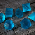 Blue Zircon Hand Carved Glass DND Dice Set | Gemstone Dice | Wiccan Center