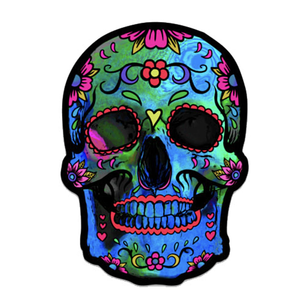 Blue 3D Sugar Skull Sticker 4.5" x 3.2" | Decal | Wiccan Center