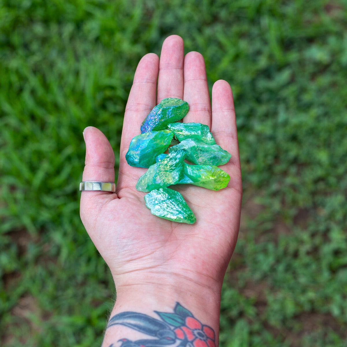 Blue & Green Aura Quartz Raw | Religious Items | Wiccan Center