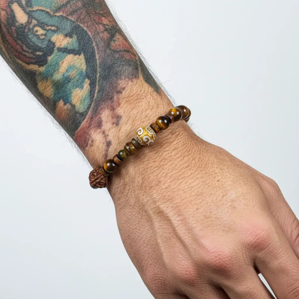 Bodhi Wood Tiger Eye Bracelet For Men