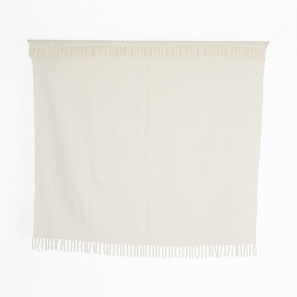 Handloomed Alpaca Bouclé Ivory Throw Blanket From Peru | Blanket | Wiccan Center