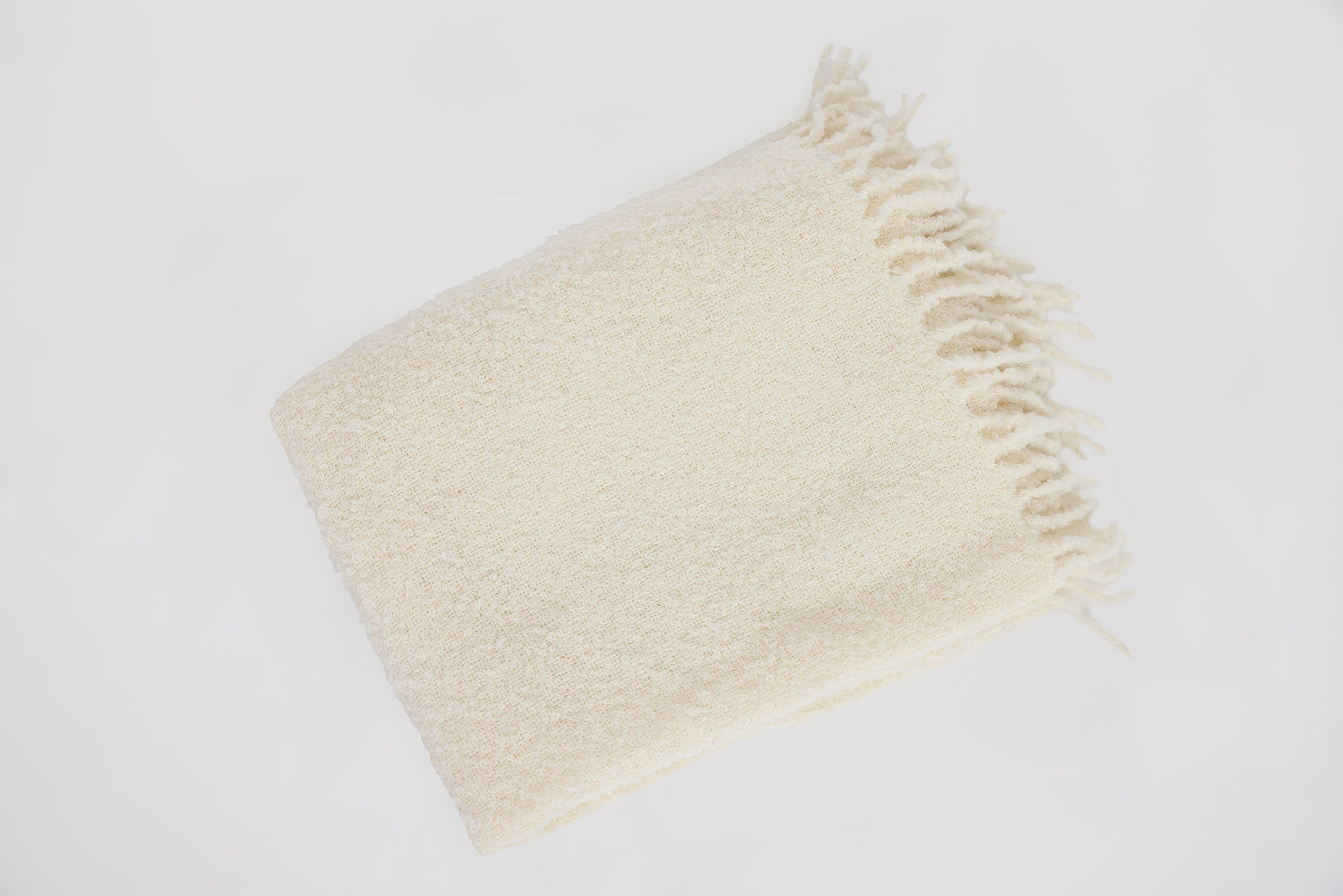 Handloomed Alpaca Bouclé Ivory Throw Blanket From Peru | Blanket | Wiccan Center