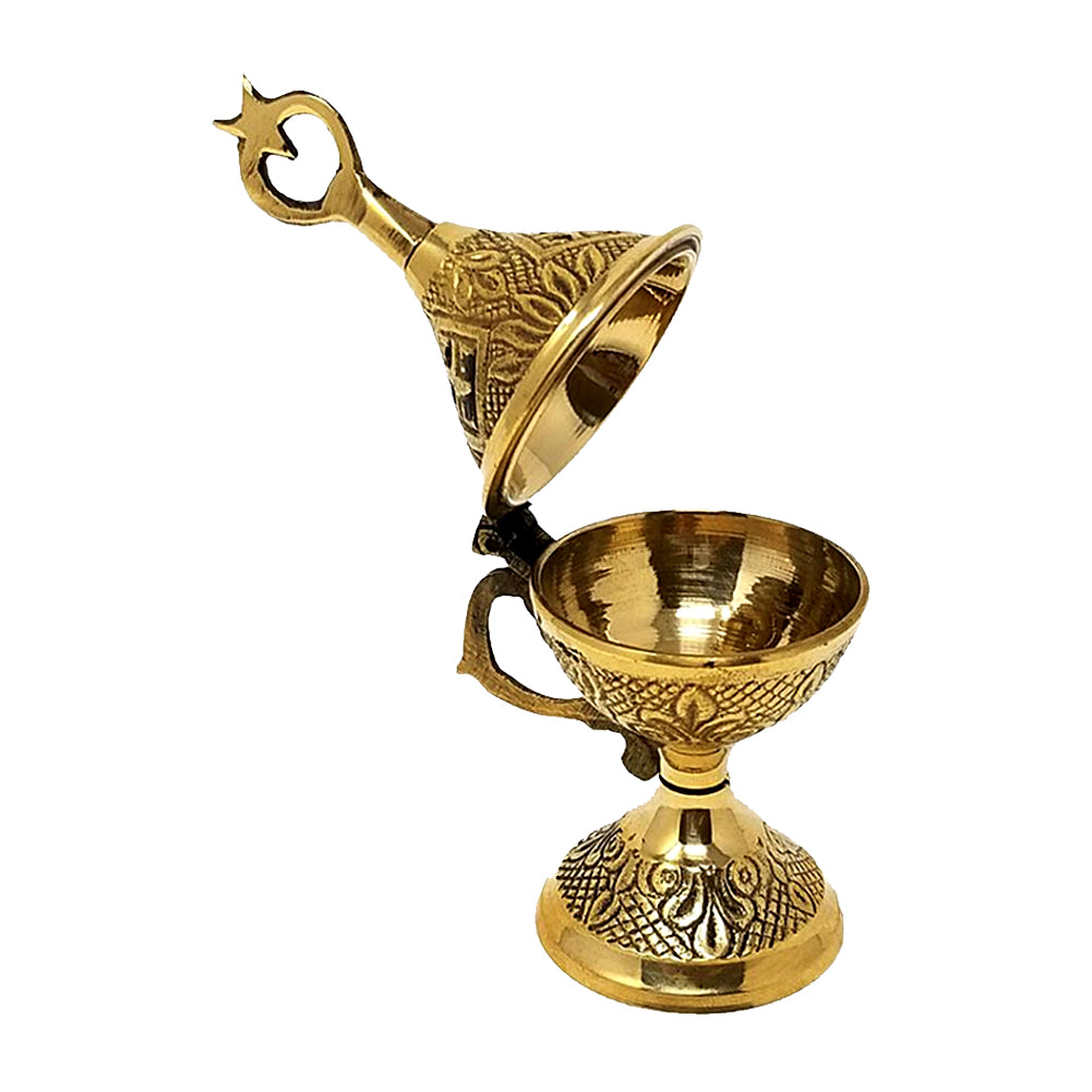 Brass Incense Burner with Hinged Lid 5 1/4" | Incense Burner | Wiccan Center