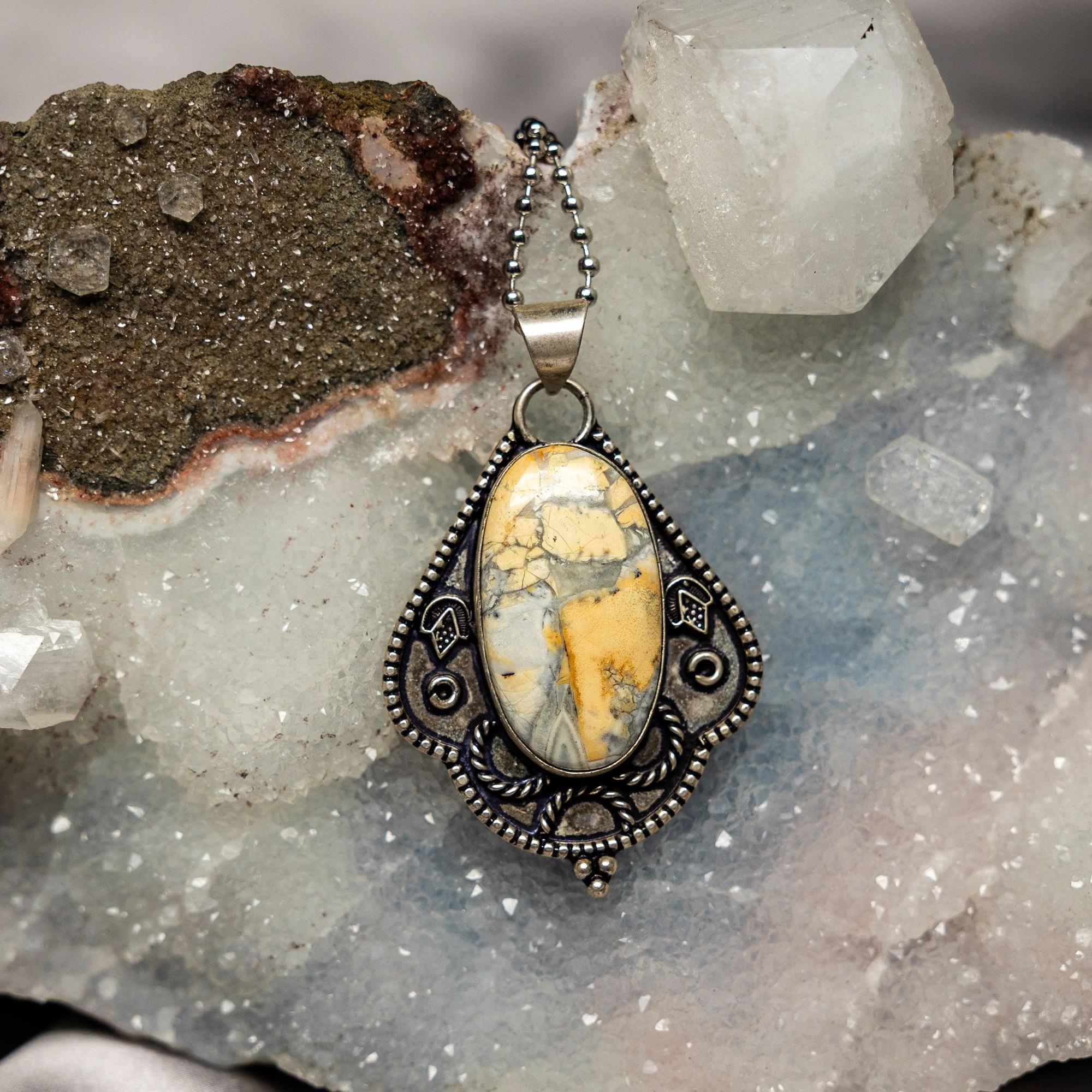 Brecciated Jasper 925 Sterling Silver Pendant 2.25 Inch