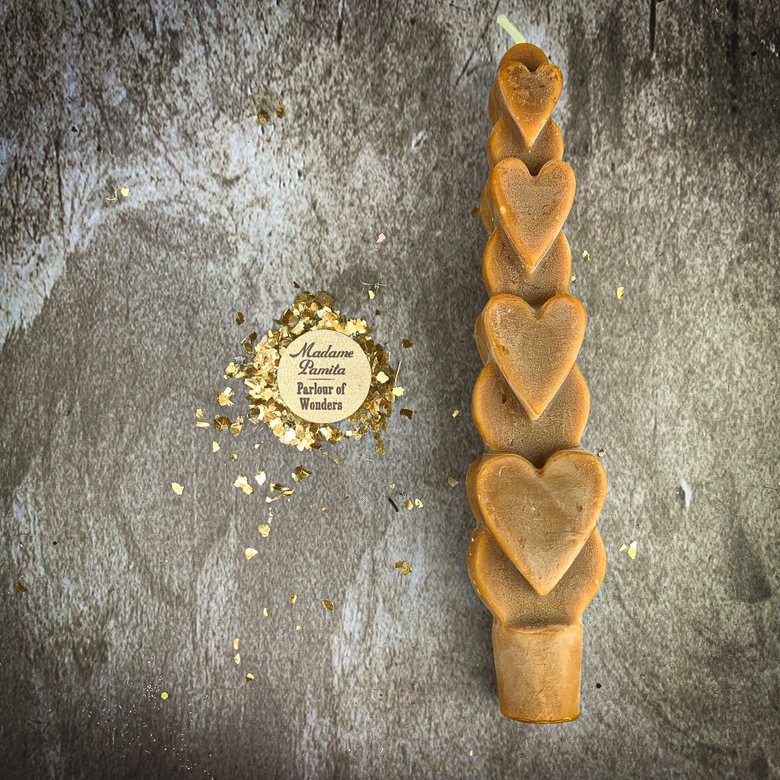 Beeswax Love Spell Heart Taper Candle - Romance & Attraction Magic | Beeswax Candle | Wiccan Center