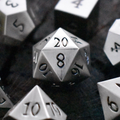 Brushed Silver Sharp-Edged Metal Dice Set | Metal | Wiccan Center