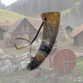 Buffalo Horn Carved Viking Blowing Horn – Style #3