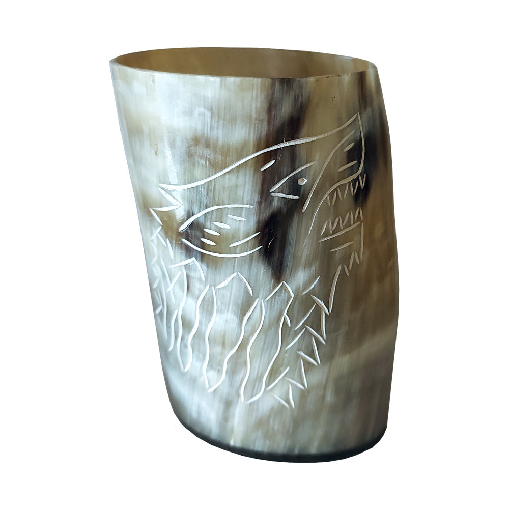 Handcrafted Natural Buffalo Horn Mug - Wolf | Mug | Wiccan Center