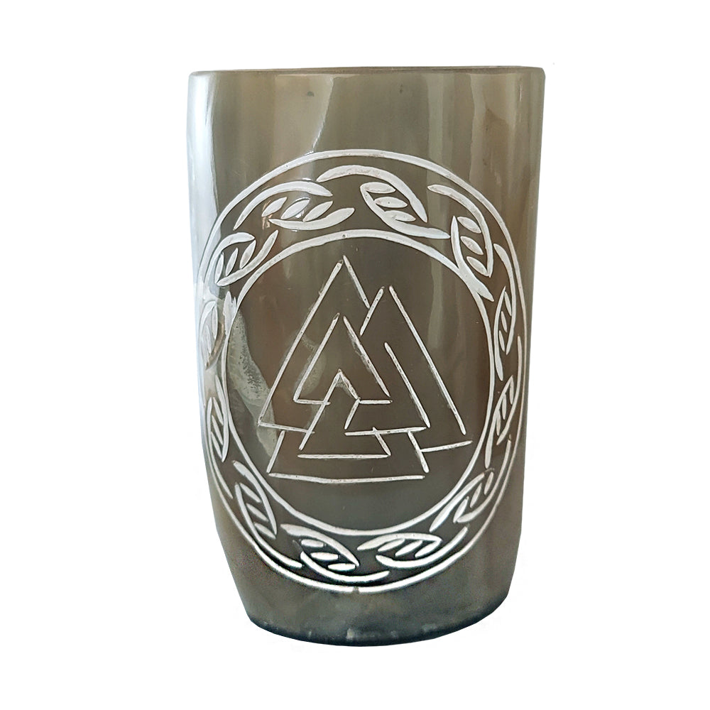 Handcrafted Natural Buffalo Horn Mug - Valknut | Mug | Wiccan Center