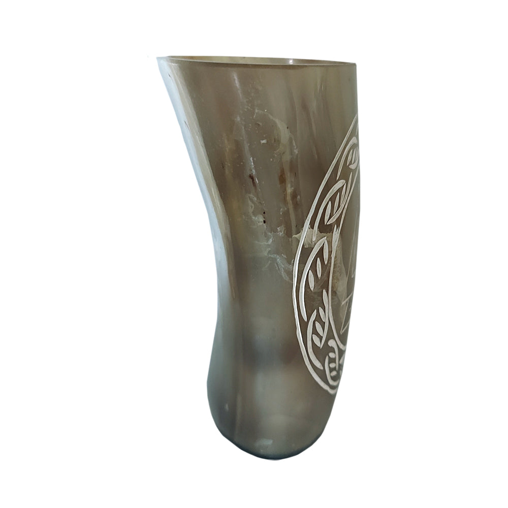 Handcrafted Natural Buffalo Horn Mug - Valknut | Mug | Wiccan Center