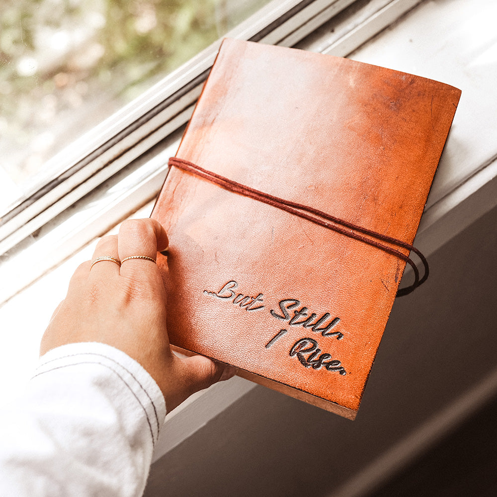 But Still I Rise Quote Leather Journal | Journal | Wiccan Center