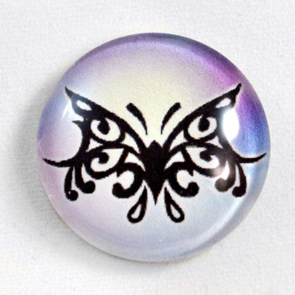 Tribal Purple Butterfly Glass Cabochon
