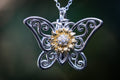Butterfly Sunflower Keepsake Necklace