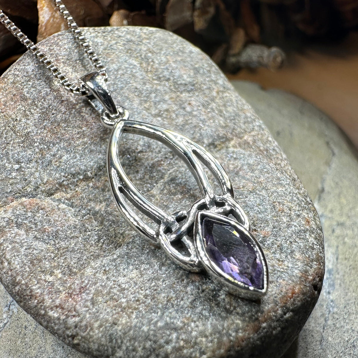 Tay Celtic Knot Amethyst Necklace in Sterling Silver | Pendant | Wiccan Center