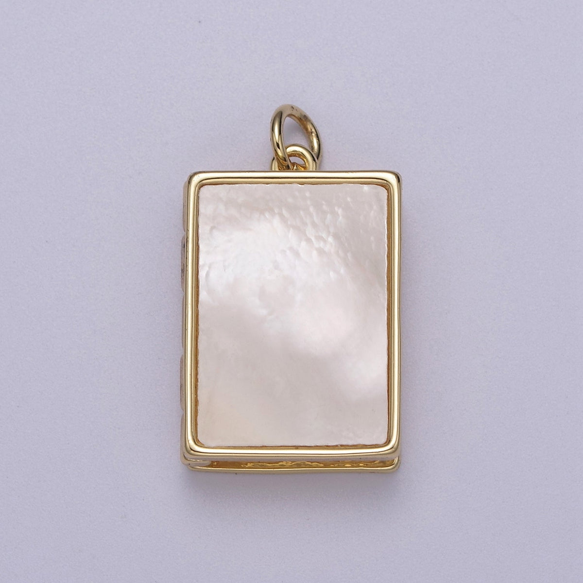 24K Gold Filled 25mm Mother of Pearl Rectangle Locket Charm | C00112 | Charms & Pendants | Wiccan Center