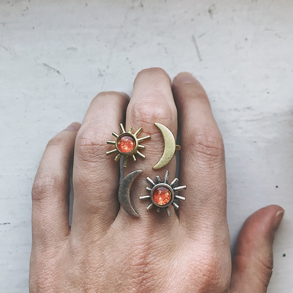 Sun and Moon Sculptural Statement Ring | Ring | Wiccan Center