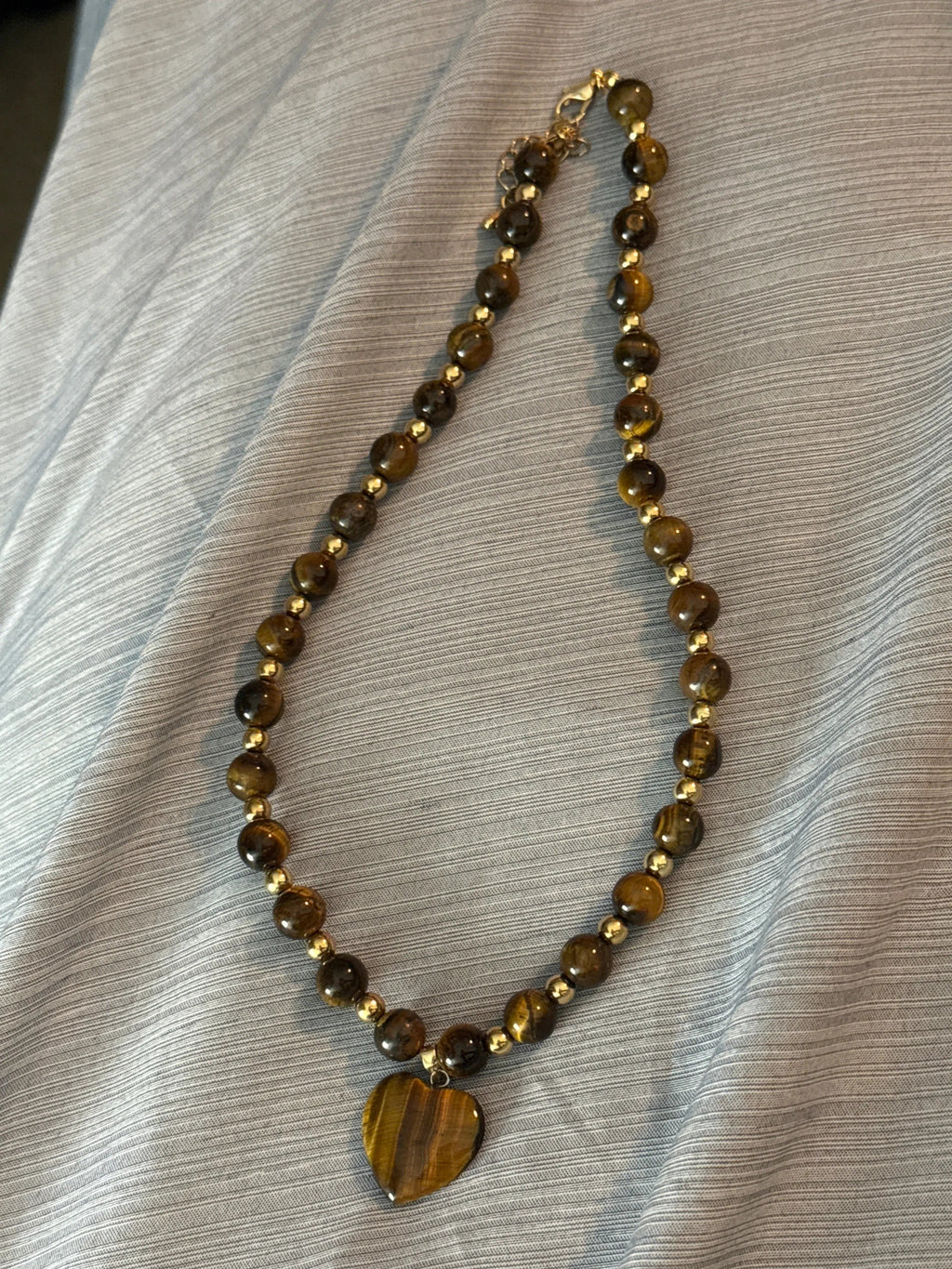 Tiger’s Eye Heart Beaded Necklace