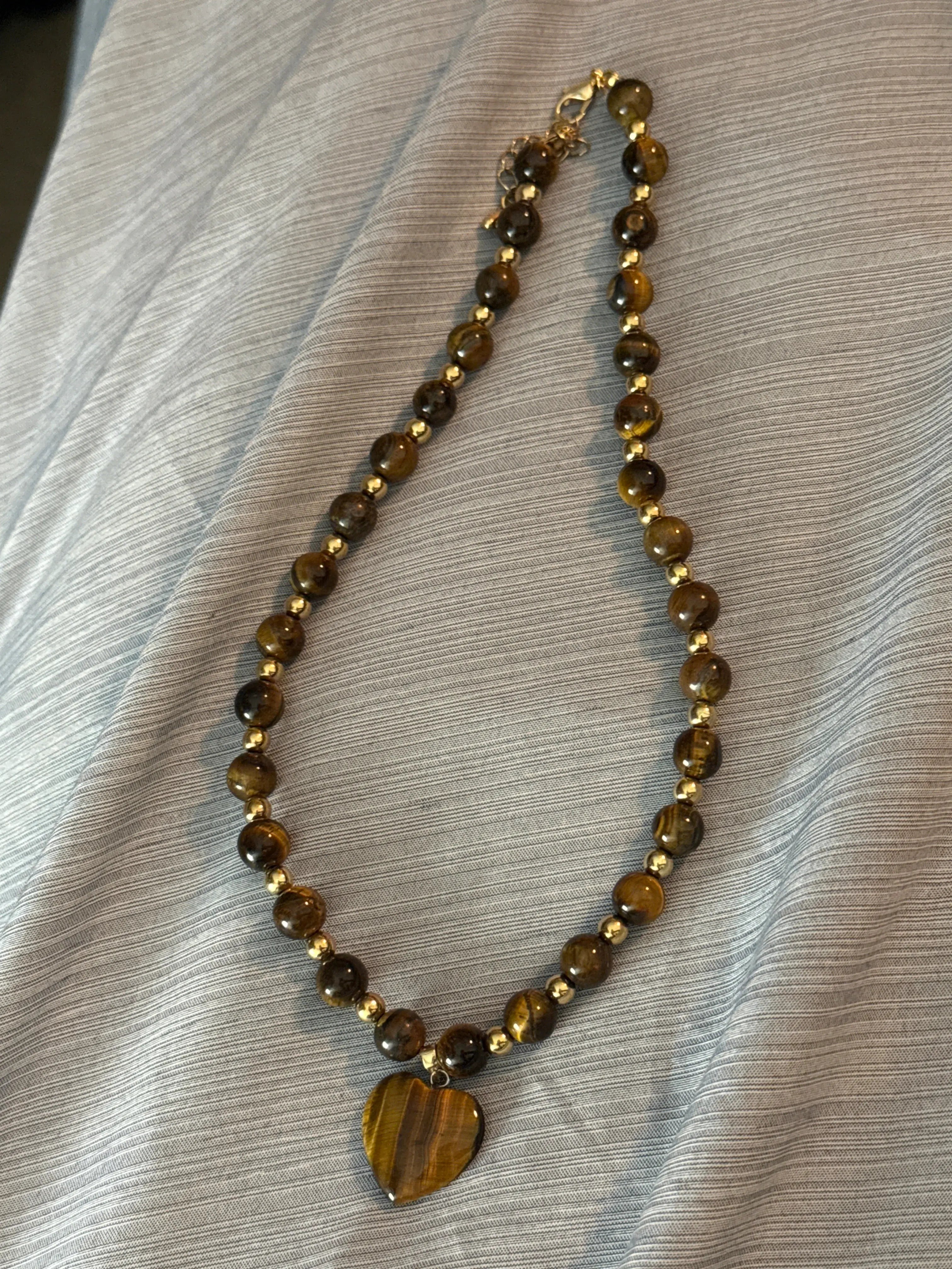Tiger’s Eye Heart Beaded Necklace