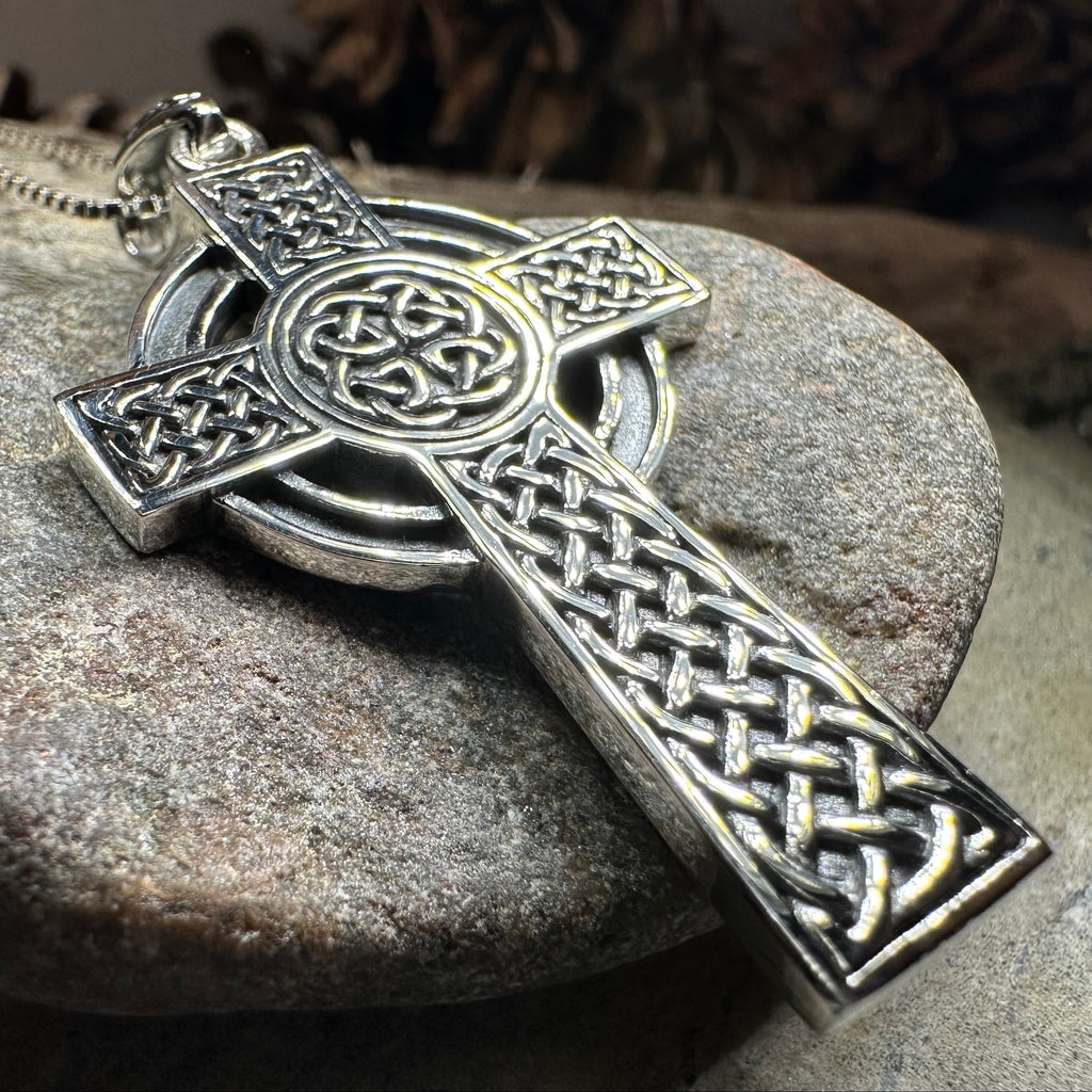 Macaille Celtic Cross Necklace in Sterling Silver | Pendant | Wiccan Center