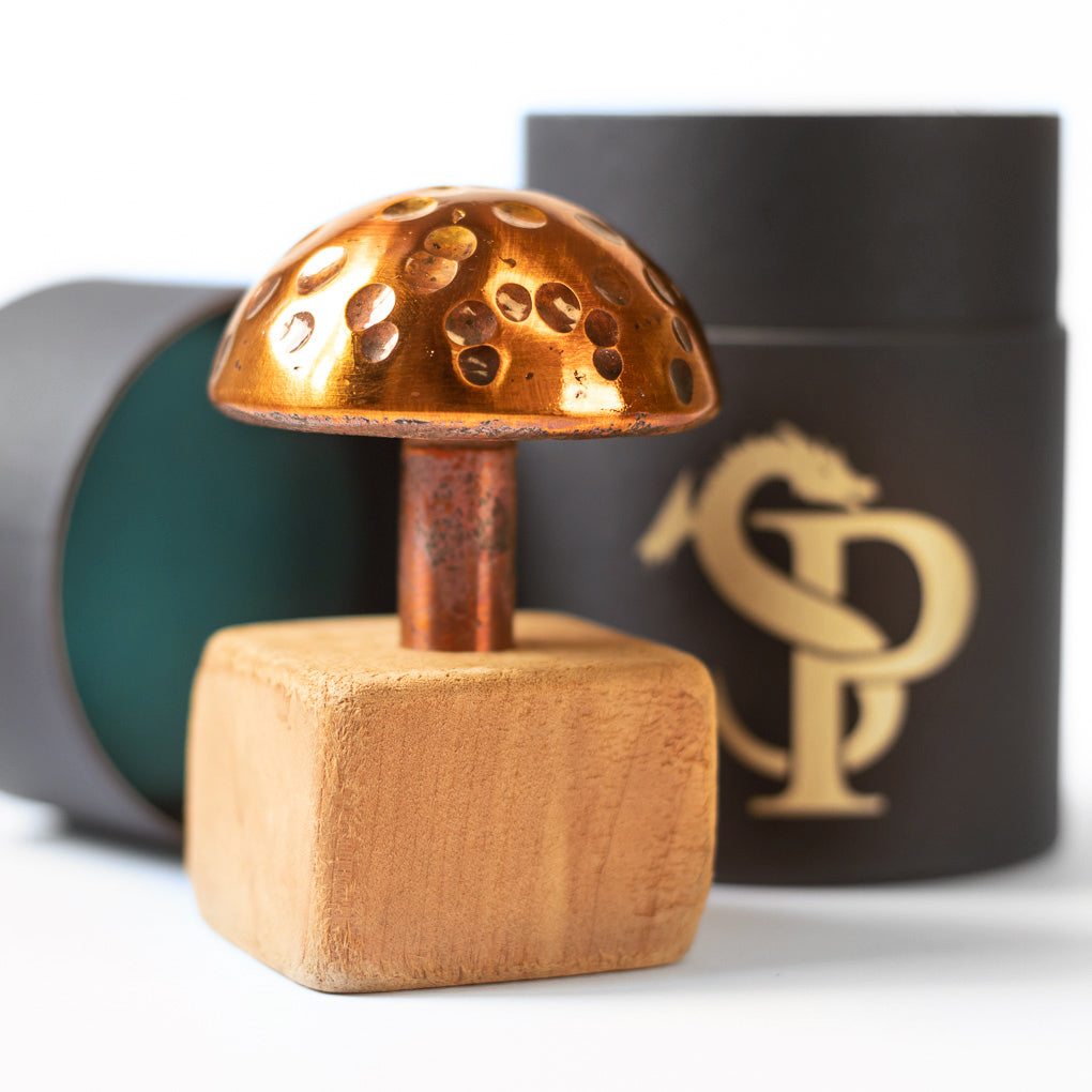 Copper Mushroom with Wood Stand | Paperweights | Wiccan Center
