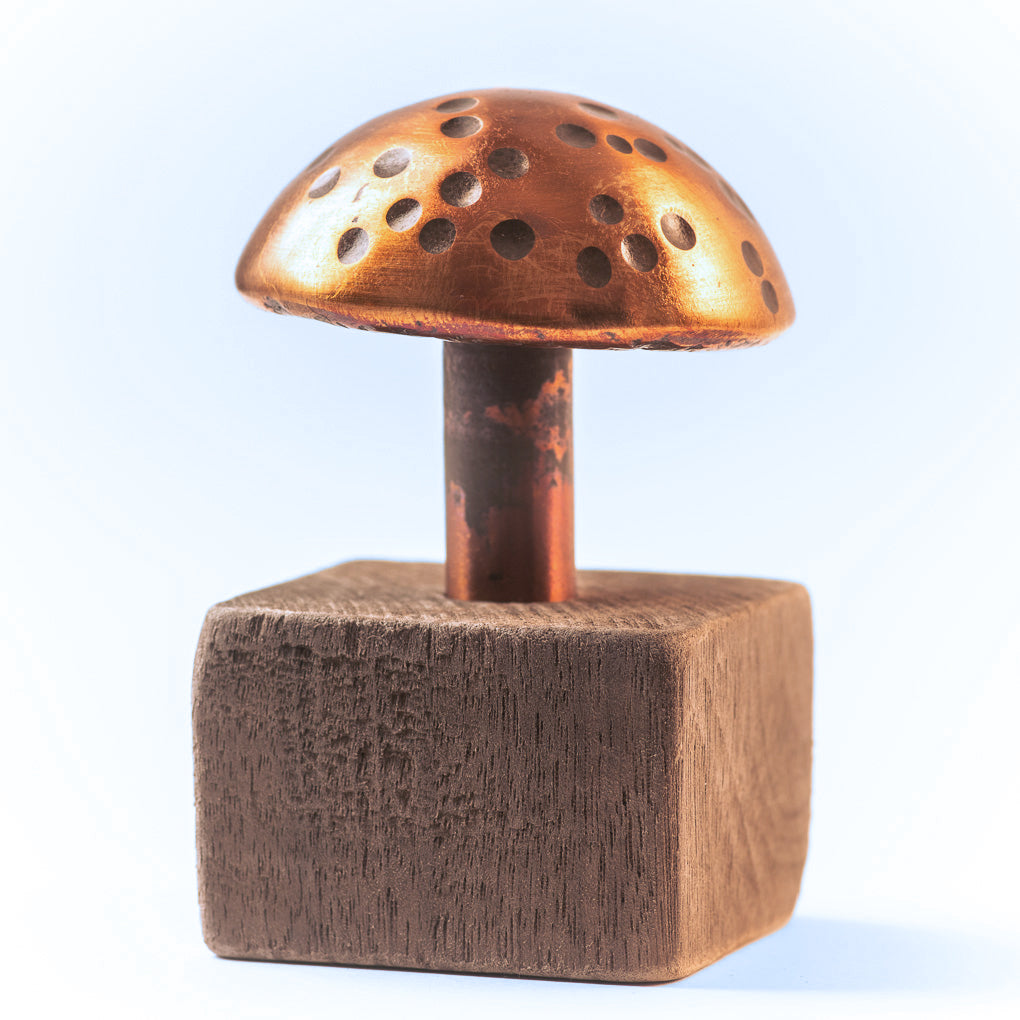 Copper Mushroom with Wood Stand | Paperweights | Wiccan Center