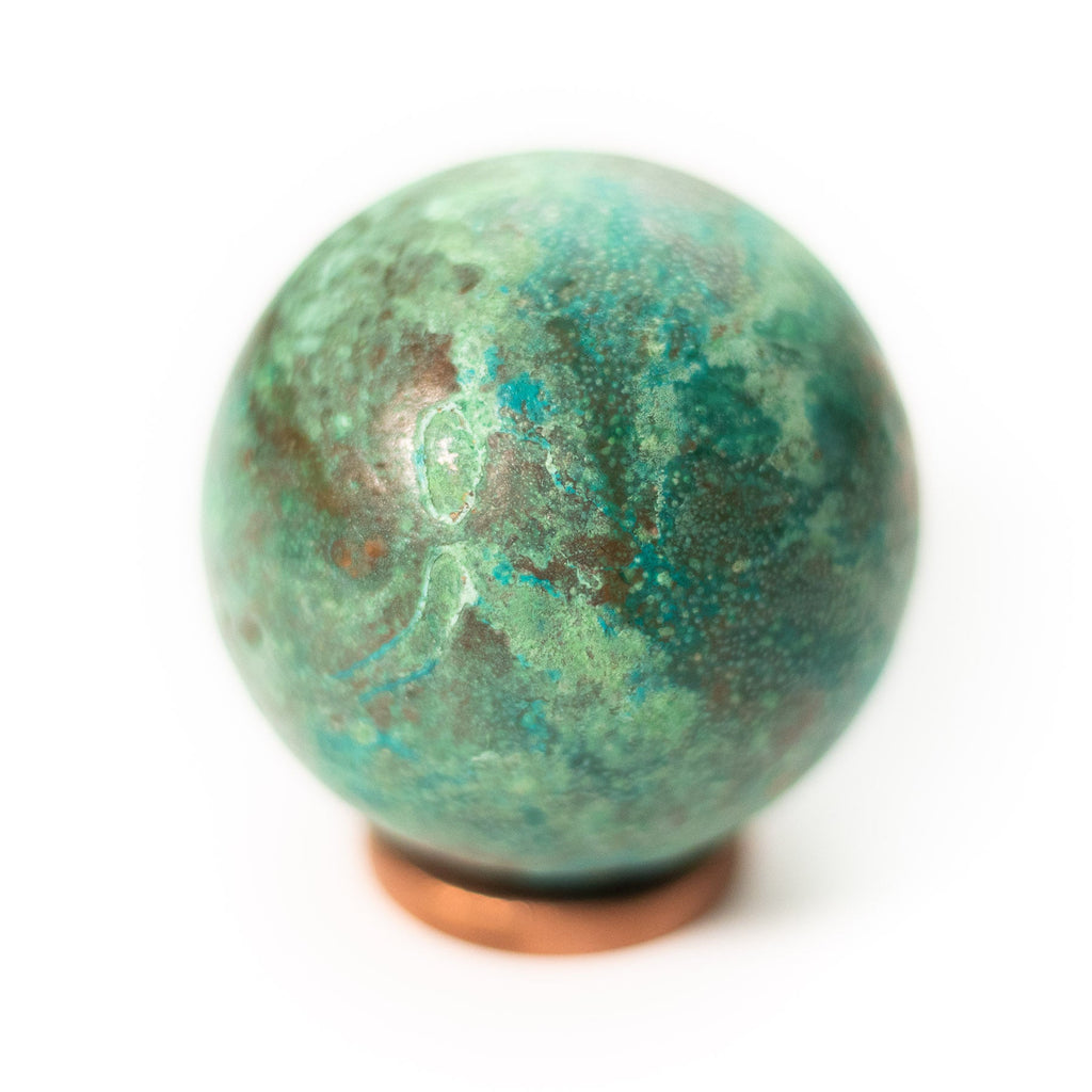 Verdigris Copper Orb with Green Forced Patina - 2.25" Sphere - 1.75 lb | Paperweights | Wiccan Center