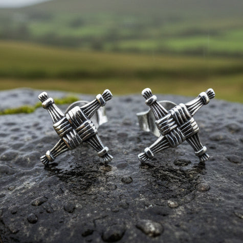 Saint Brigid's Cross Post Earrings in Sterling Silver | Post Earrings | Wiccan Center