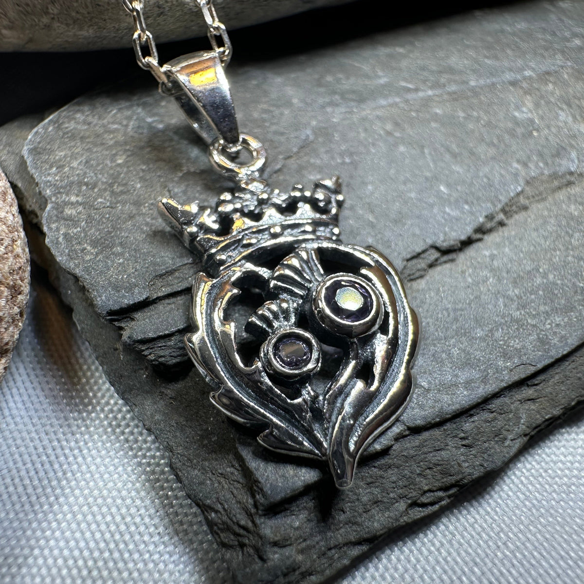 Petite Amethyst Scottish Luckenbooth Necklace | Pendant | Wiccan Center