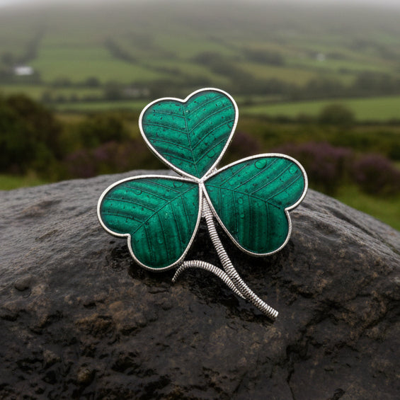 Enamel Green Irish Shamrock Scarf Ring | Scarf Ring | Wiccan Center