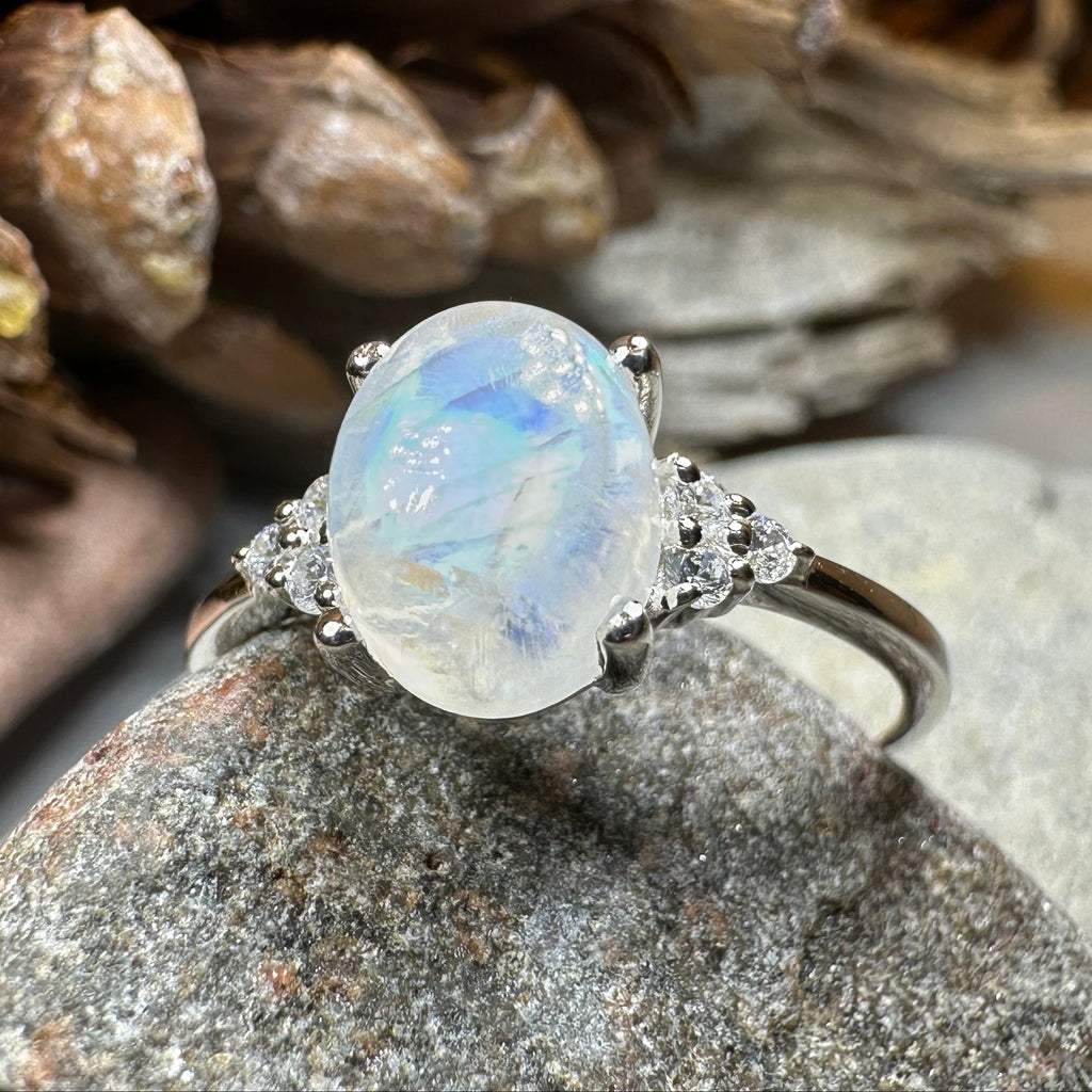 Winter Dawn Moonstone Ring in Sterling Silver | Ring | Wiccan Center