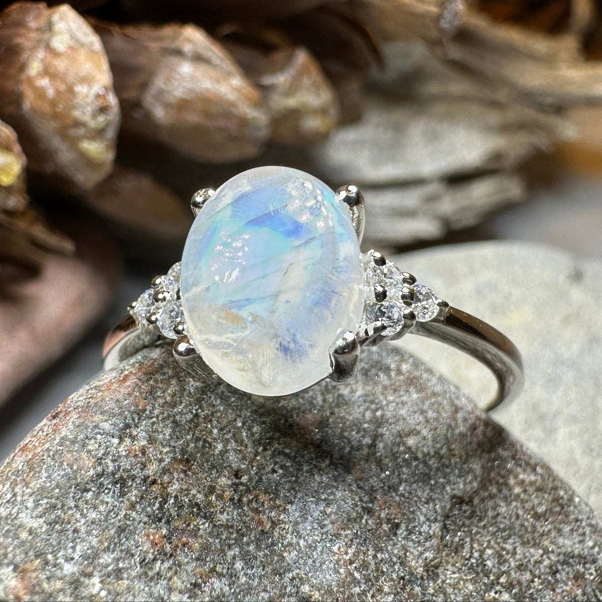 Winter Dawn Moonstone Ring in Sterling Silver | Ring | Wiccan Center