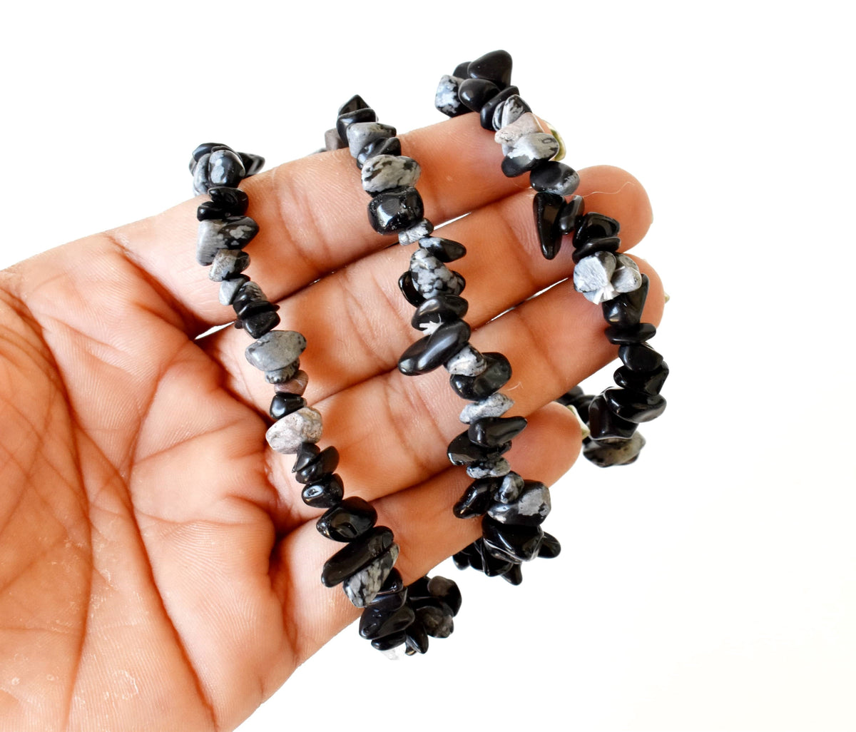 Snowflake Obsidian Chip Bracelet(Past Life Recall and Wisdom) | Bracelets | Wiccan Center