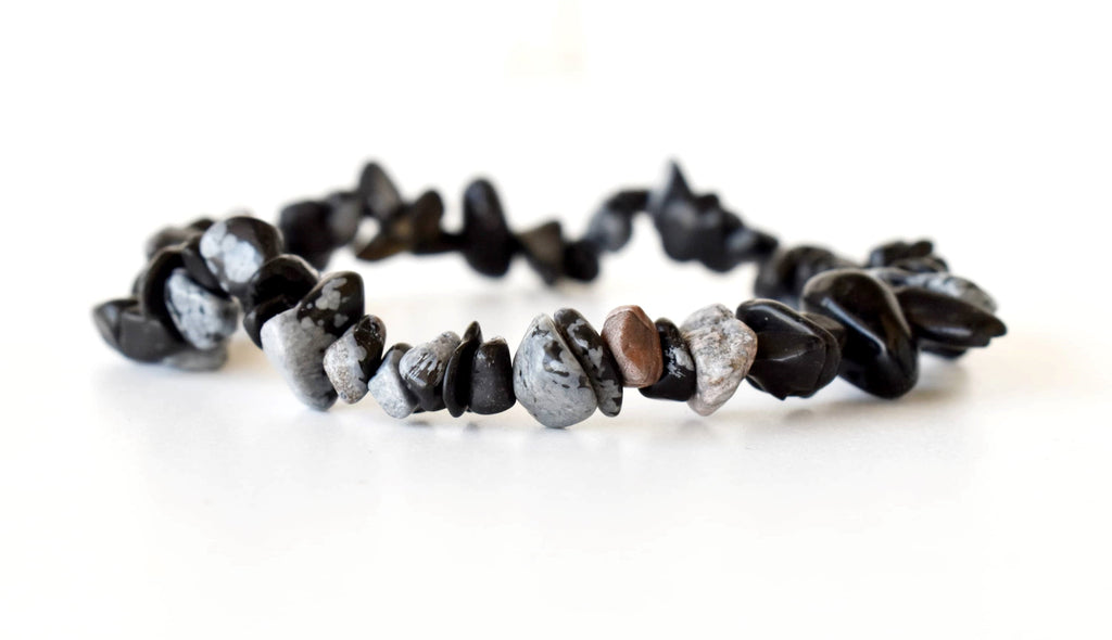 Snowflake Obsidian Chip Bracelet(Past Life Recall and Wisdom) | Bracelets | Wiccan Center