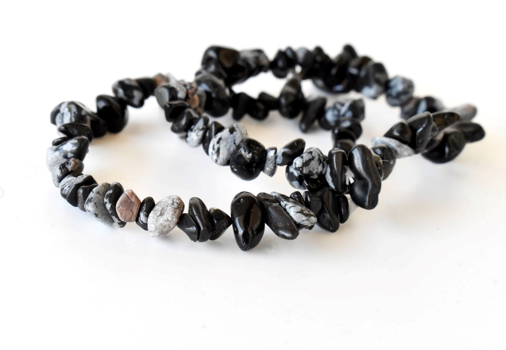 Snowflake Obsidian Chip Bracelet(Past Life Recall and Wisdom) | Bracelets | Wiccan Center