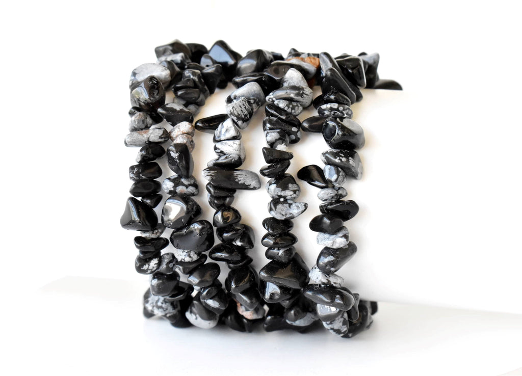 Snowflake Obsidian Chip Bracelet(Past Life Recall and Wisdom) | Bracelets | Wiccan Center