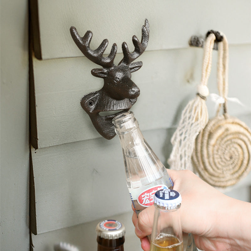 Cast Iron Deer Head Wall-Mounted Bottle Opener | | Wiccan Center