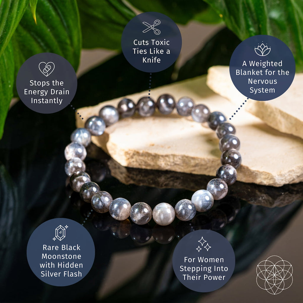 The Empath’s Cord Cutter – Black Moonstone Bracelet | Bracelet | Wiccan Center