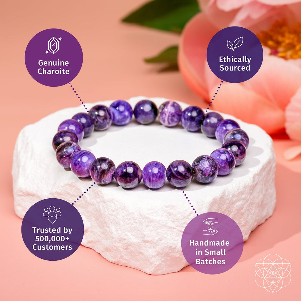 Unshakeable Intuition - Rare Siberian Charoite Bracelet | Bracelet | Wiccan Center
