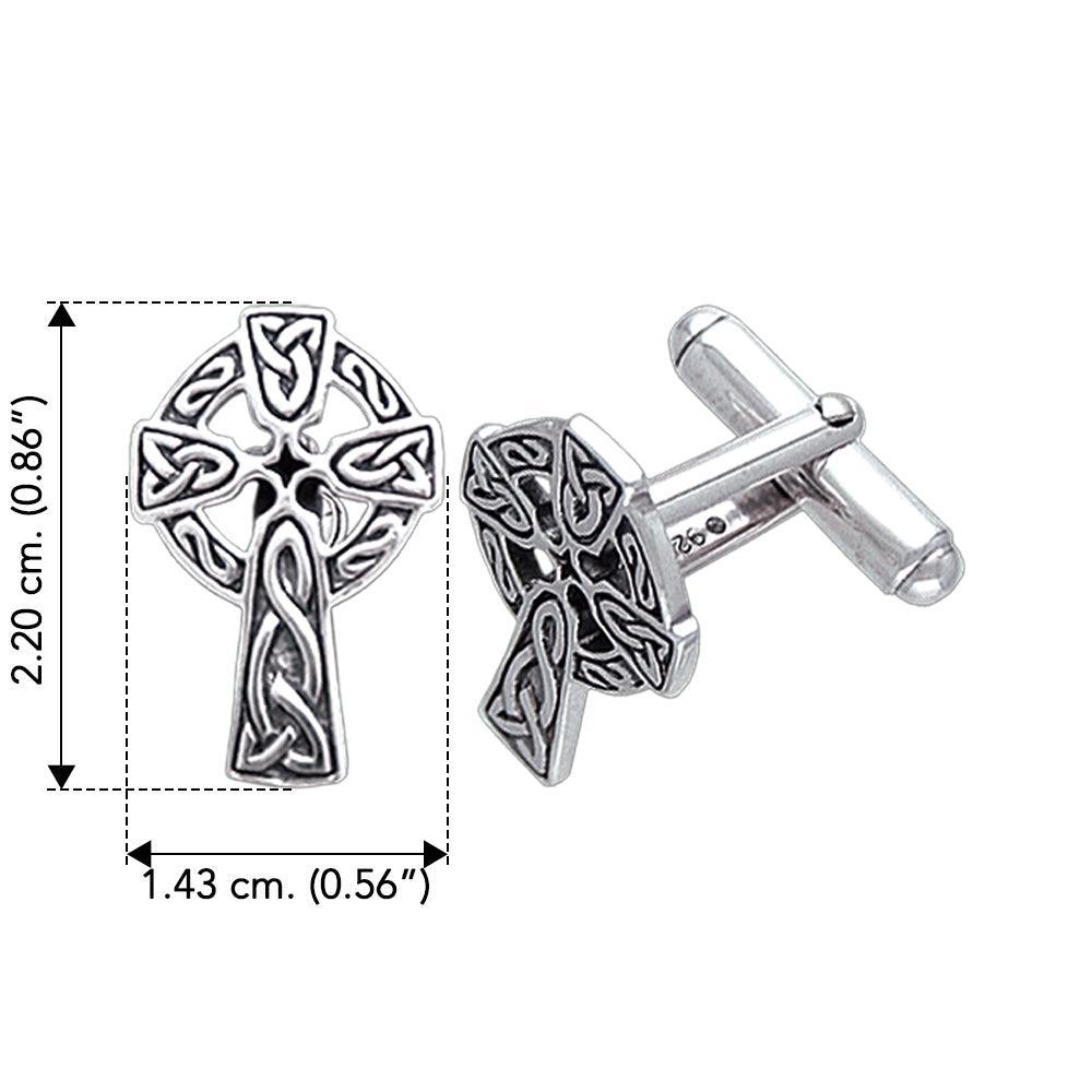 Undying Love of a Divine Celtic Cross Sterling Silver Cufflinks CL043