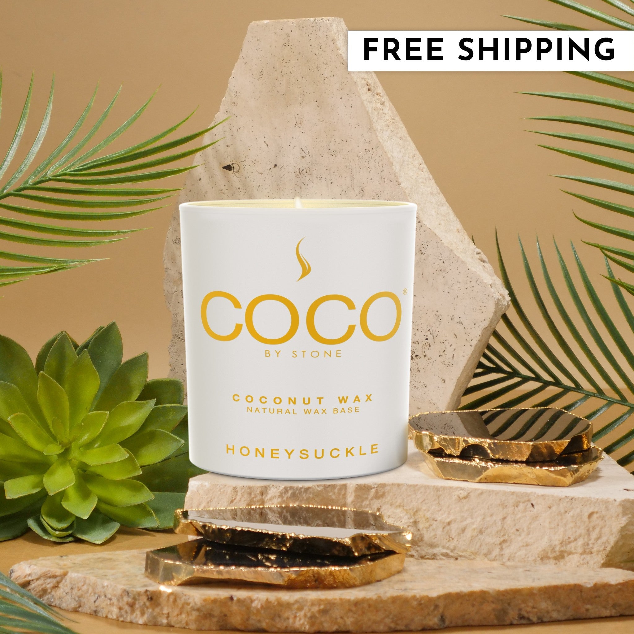 Honeysuckle Natural Coconut Apricot Wax Candle