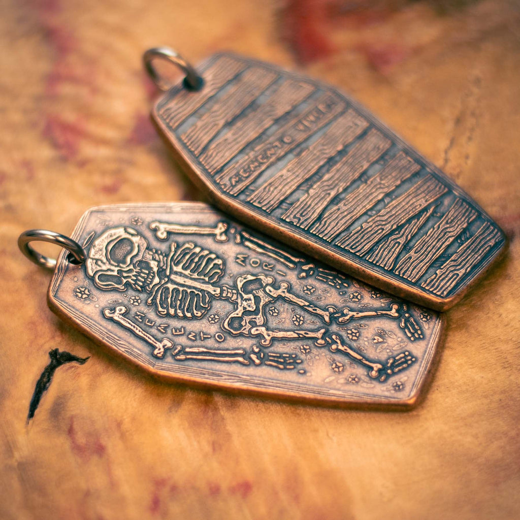 Coffin Memento Mori Memento Vivere Copper Charm or Pendant | Artwork | Wiccan Center