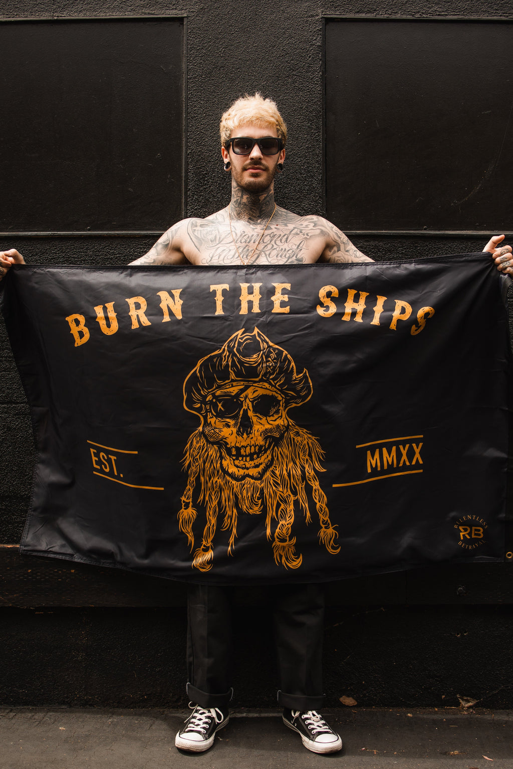 Burn The Ships BLACKOUT Double-sided Flag | | Wiccan Center