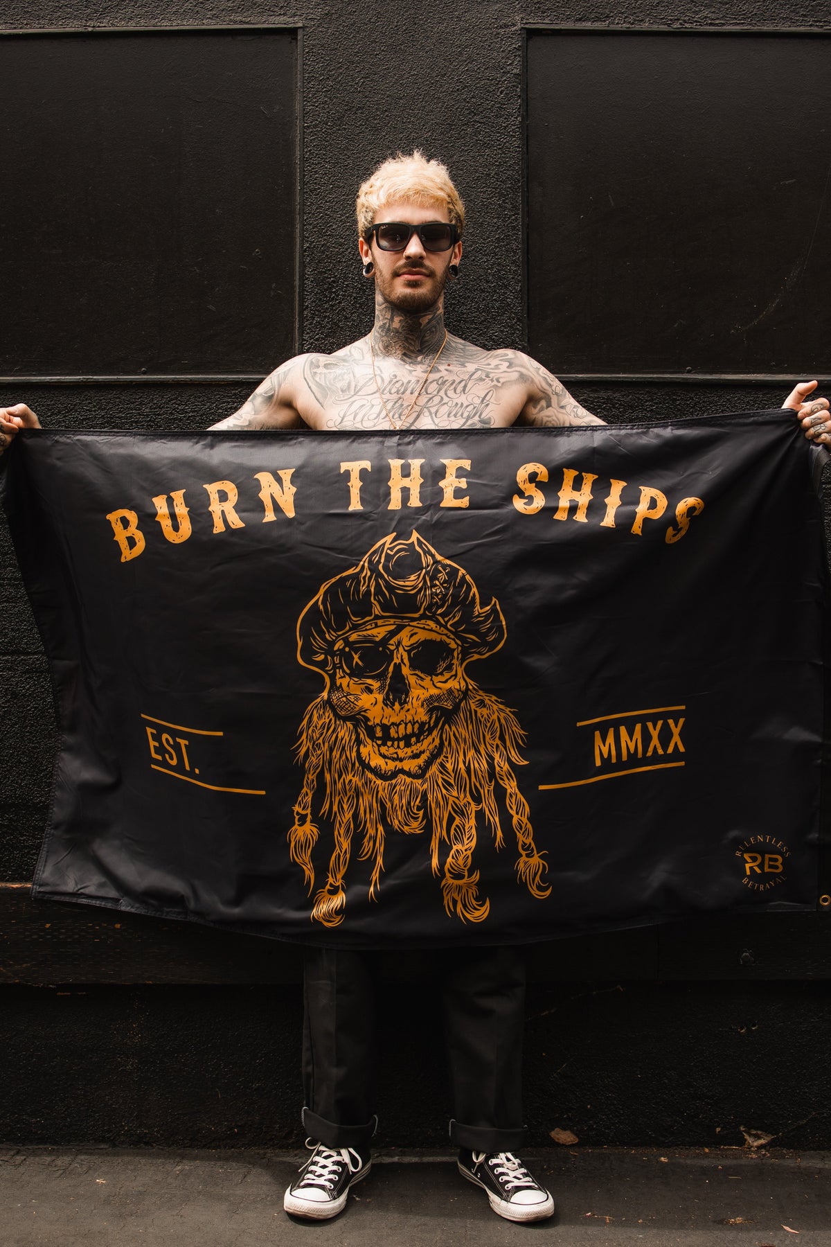 Burn The Ships BLACKOUT Double-sided Flag | | Wiccan Center