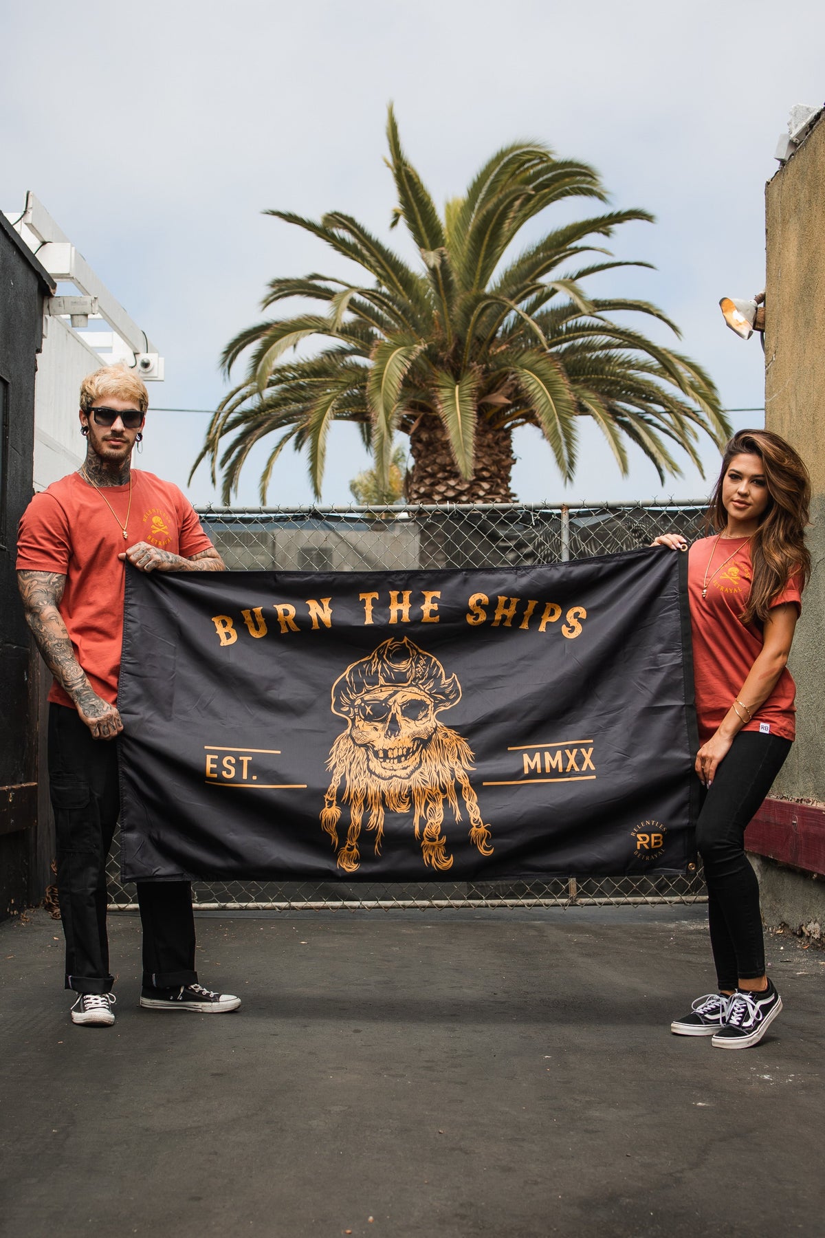 Burn The Ships BLACKOUT Double-sided Flag | | Wiccan Center