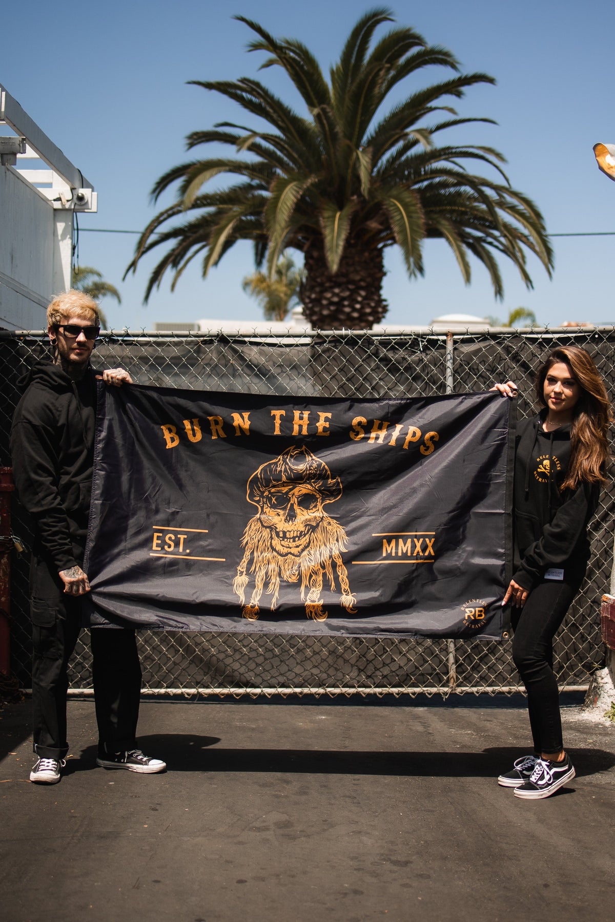 Burn The Ships BLACKOUT Double-sided Flag | | Wiccan Center