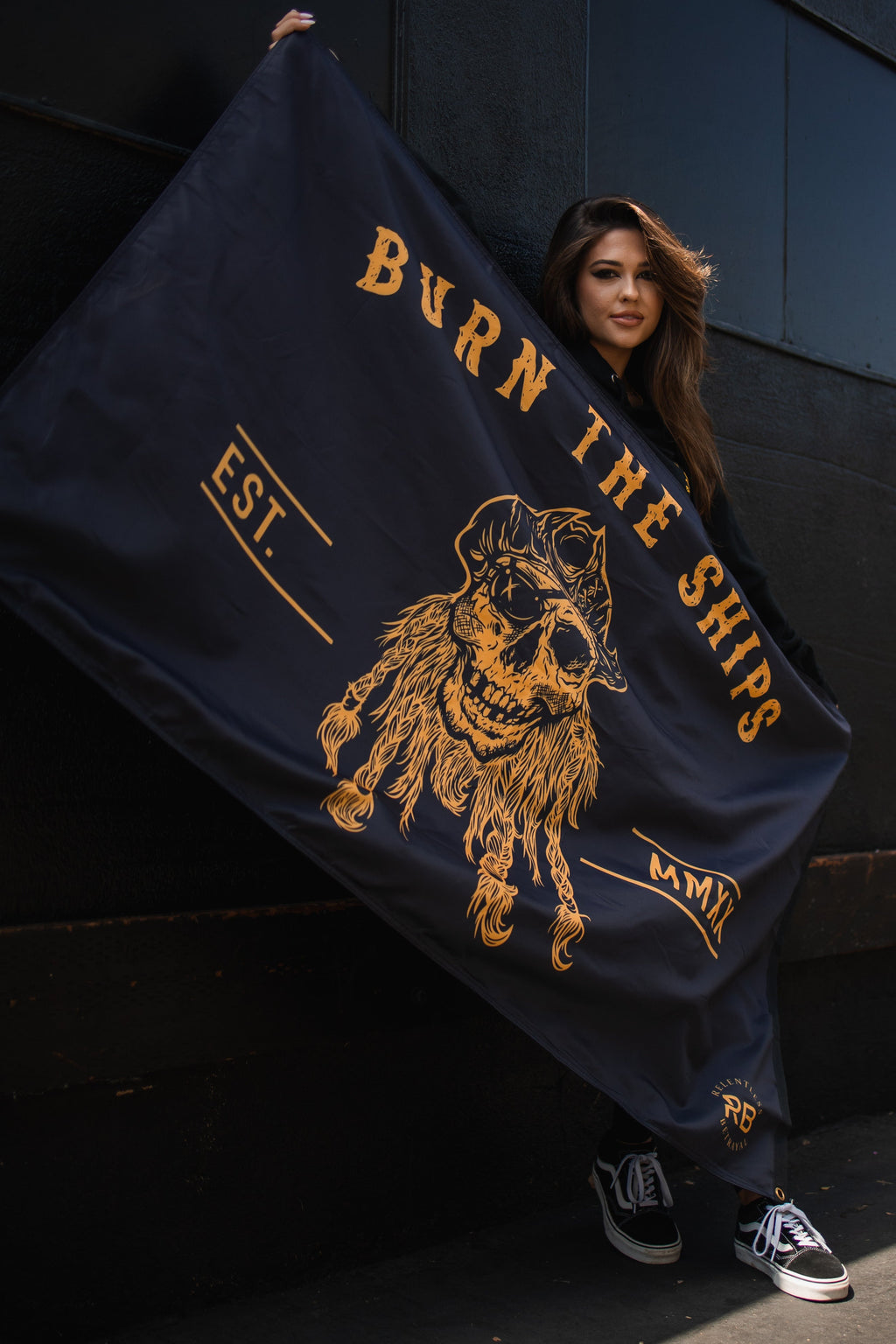 Burn The Ships BLACKOUT Double-sided Flag | | Wiccan Center
